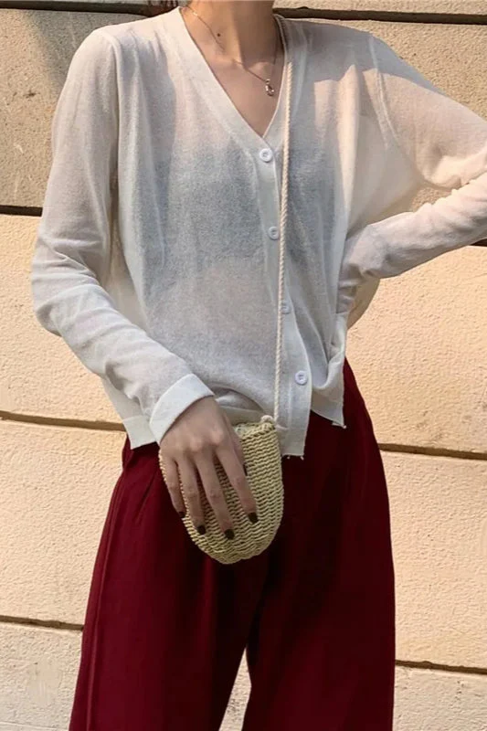 V-Neck Lightweight Knit Cardigan - Image 16
