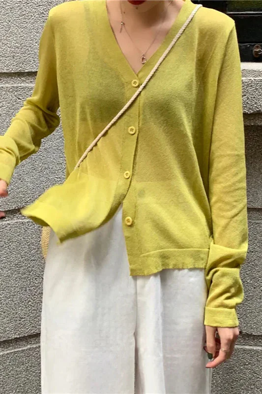 V-Neck Lightweight Knit Cardigan - Image 21
