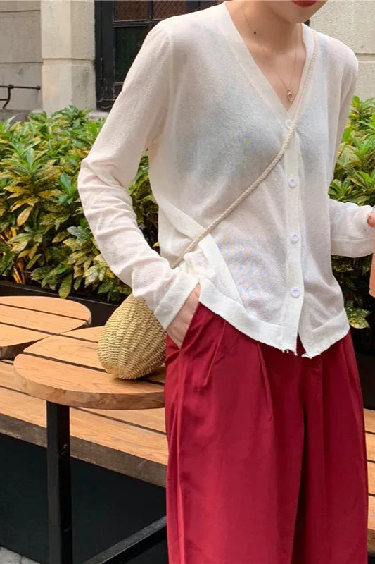 V-Neck Lightweight Knit Cardigan - Image 25