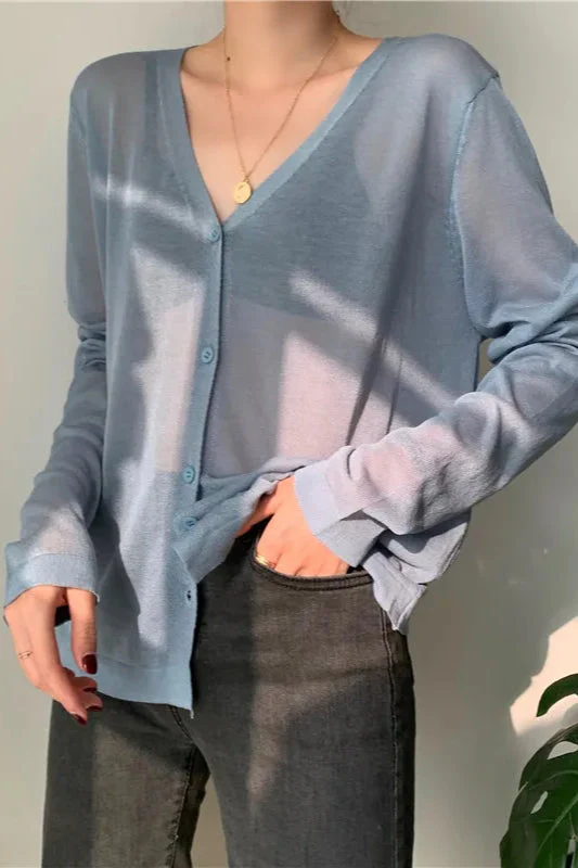 V-Neck Lightweight Knit Cardigan - Image 4