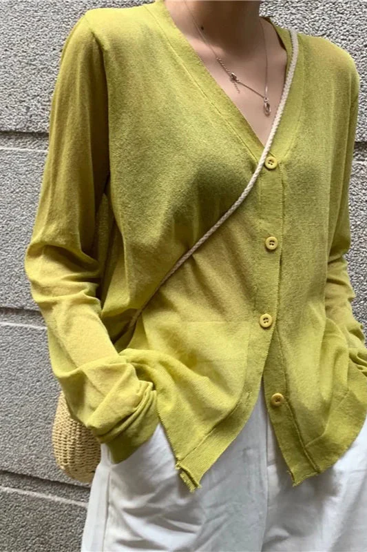 V-Neck Lightweight Knit Cardigan - Image 6