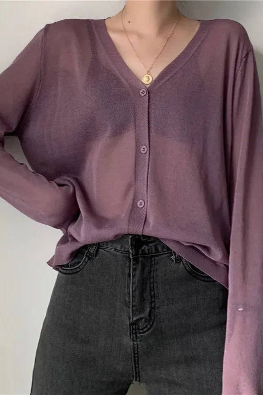 V-Neck Lightweight Knit Cardigan - Image 9