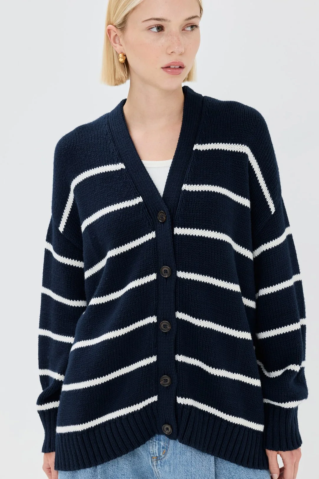 V-Neck Striped Cotton Sweater - Image 16