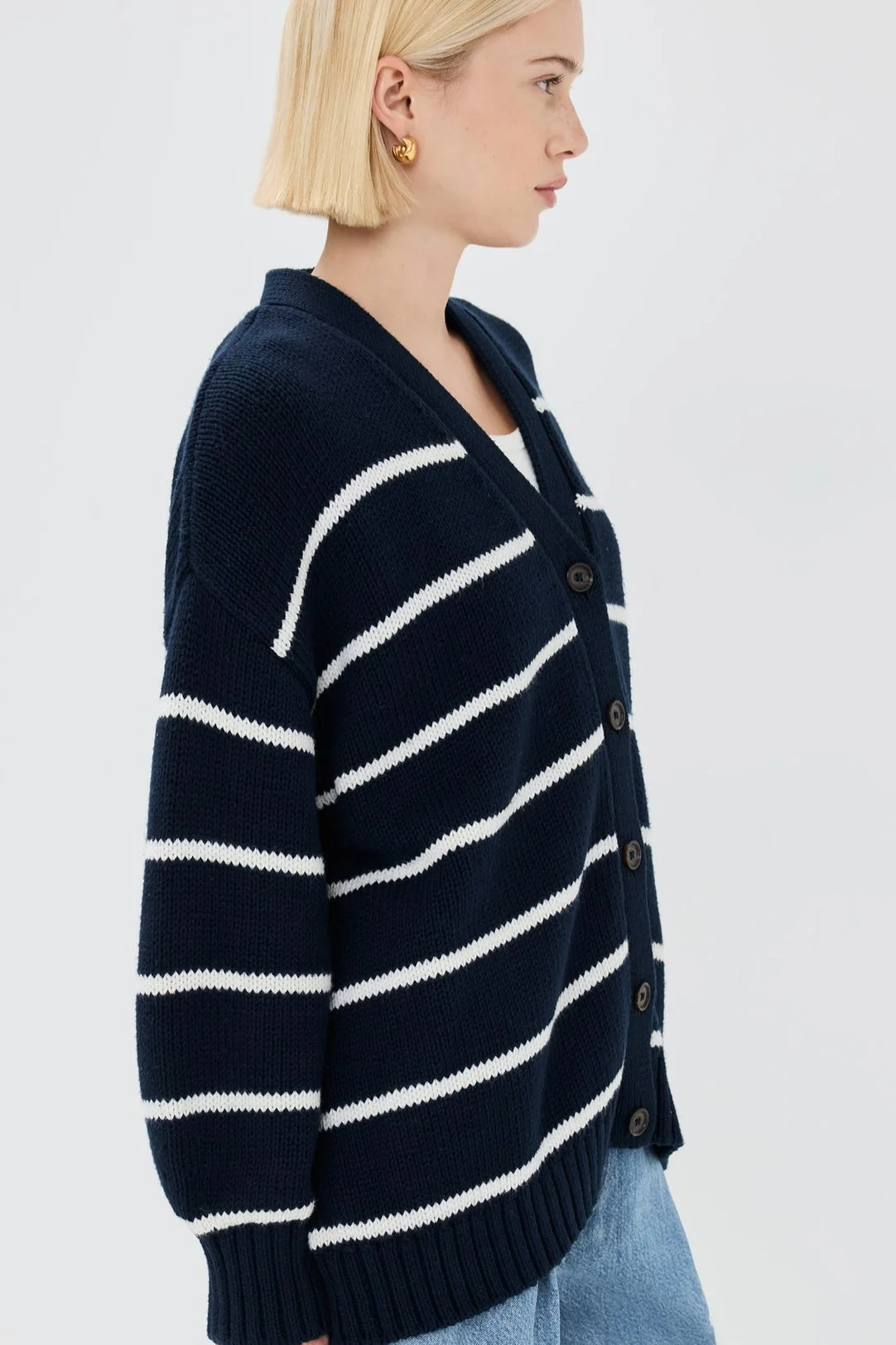 V-Neck Striped Cotton Sweater - Image 20