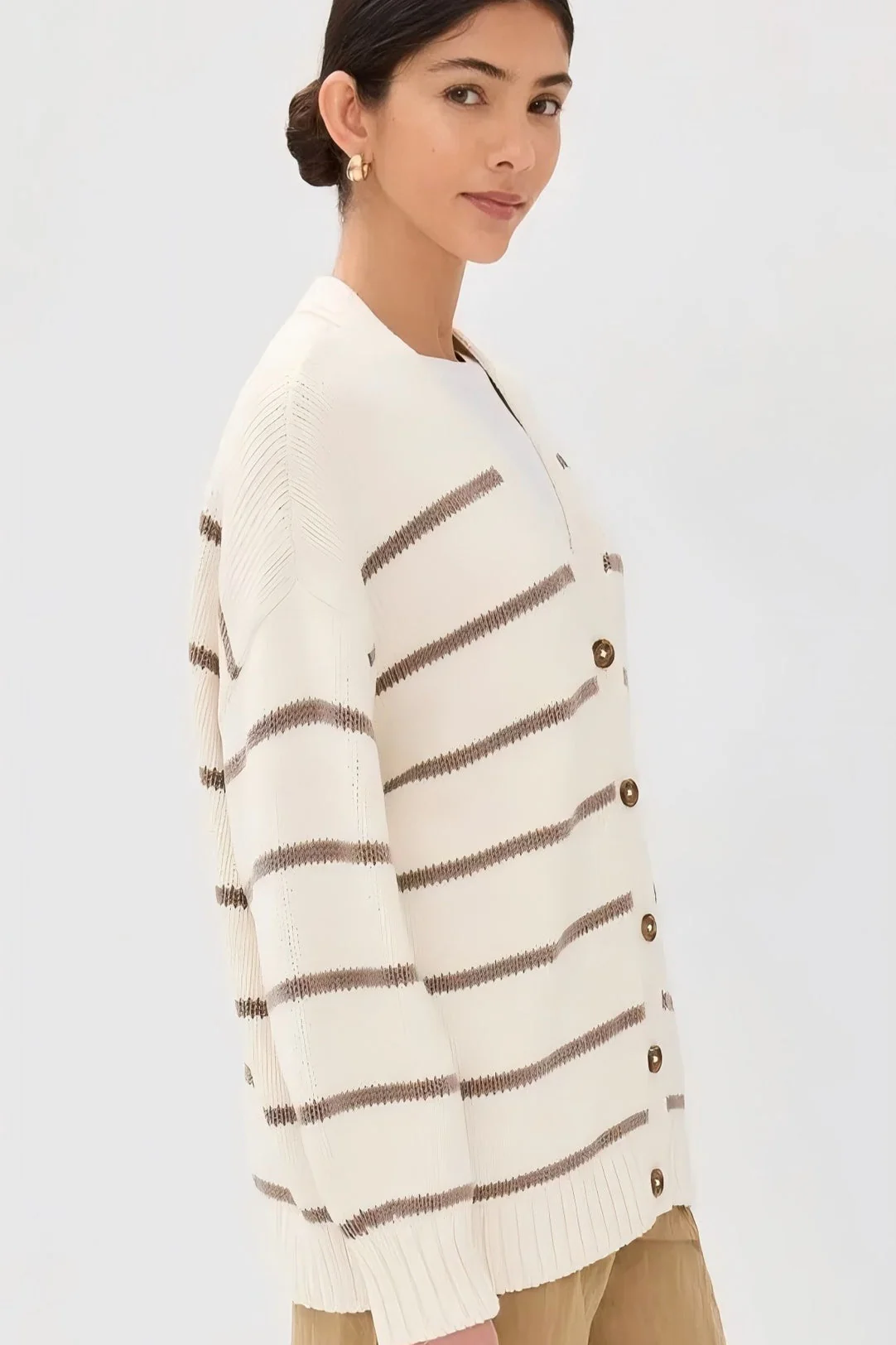 V-Neck Striped Cotton Sweater - Image 22
