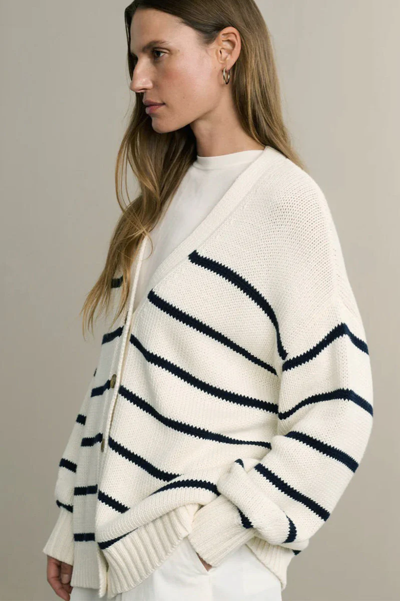 V-Neck Striped Cotton Sweater - Image 3