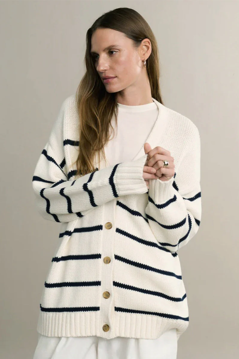 V-Neck Striped Cotton Sweater - Image 30