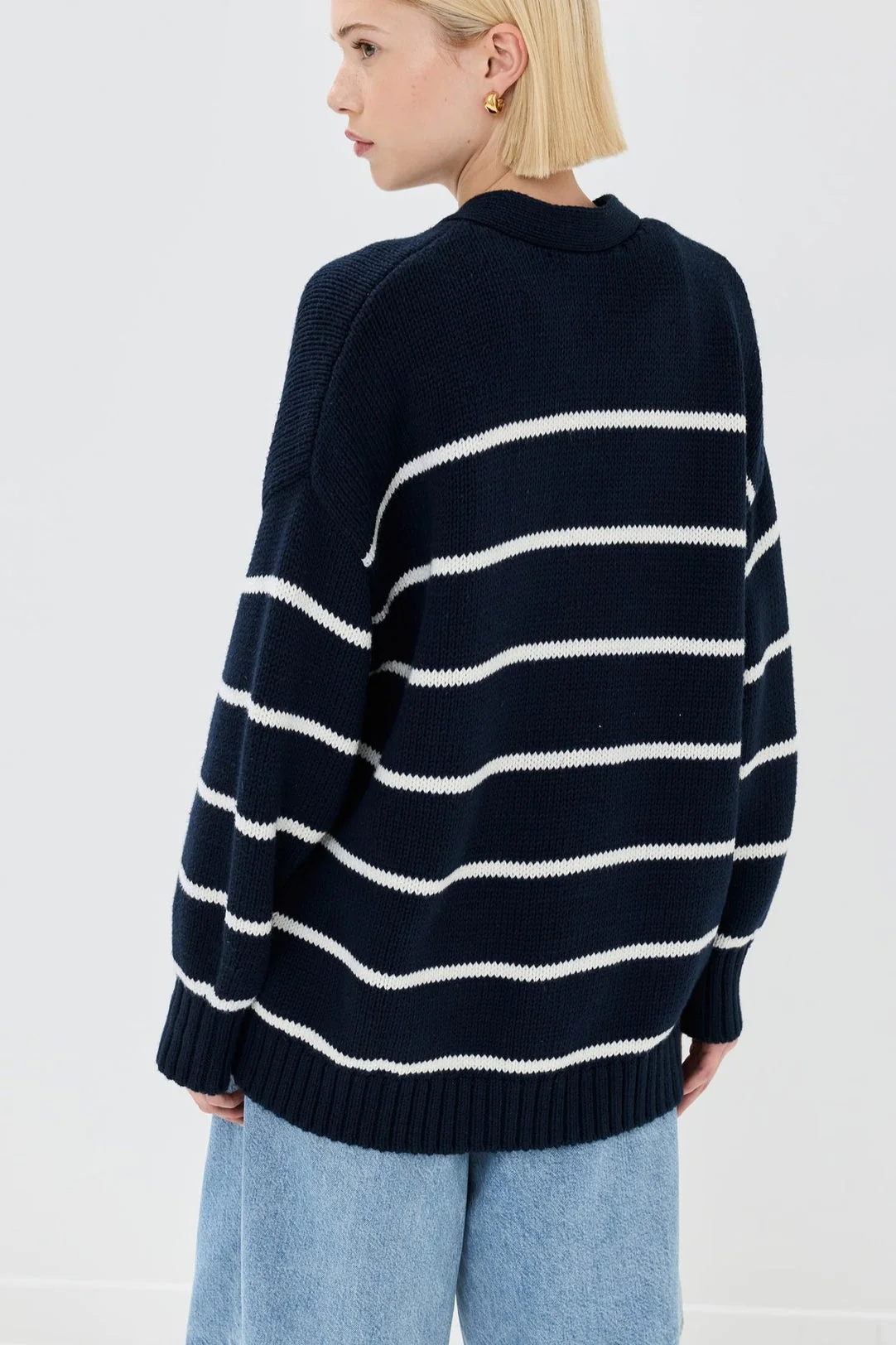 V-Neck Striped Cotton Sweater - Image 35