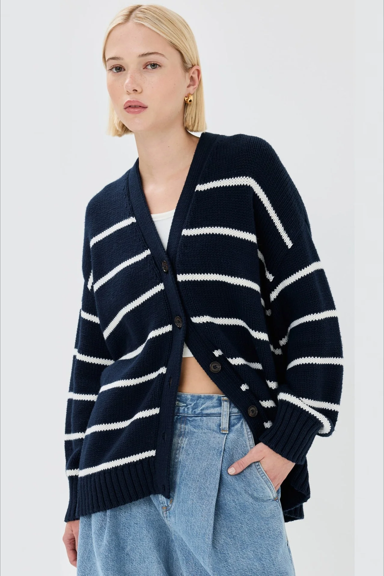 V-Neck Striped Cotton Sweater - Image 38