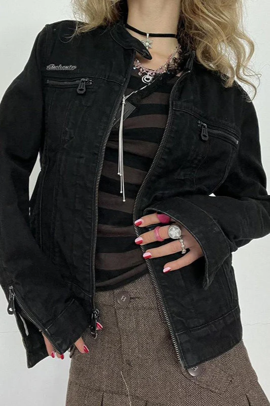 Vintage Black Denim Trucker Jacket - Image 4