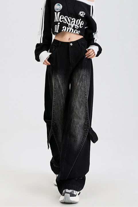 Vintage Washed Patchwork Jeans