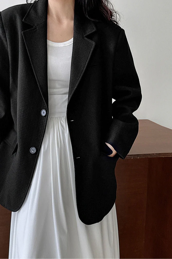 Waffle Textured Oversized Blazer - Image 13