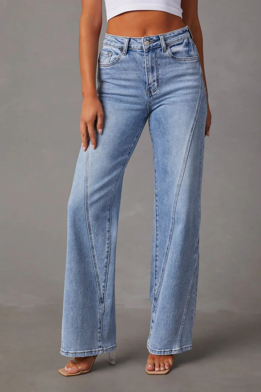 Washed Street Style Wide Leg Jeans - Image 3