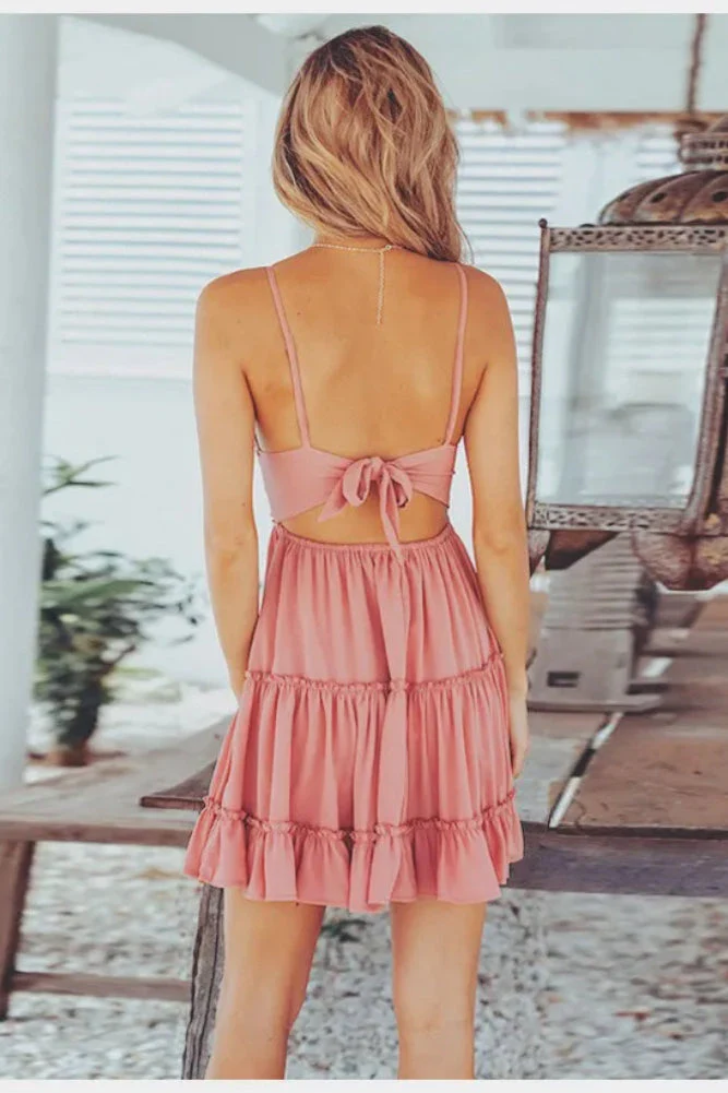 White Spaghetti Strap Mini Boho Dress - Image 5