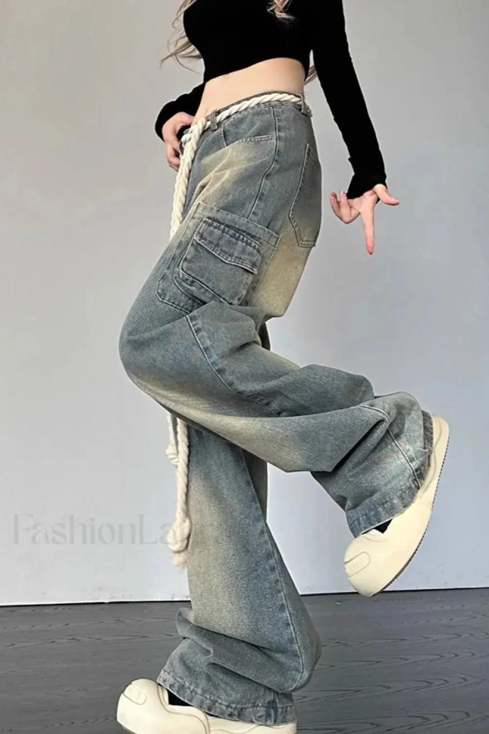 Wide Leg Patchwork Heart Jeans - Image 13