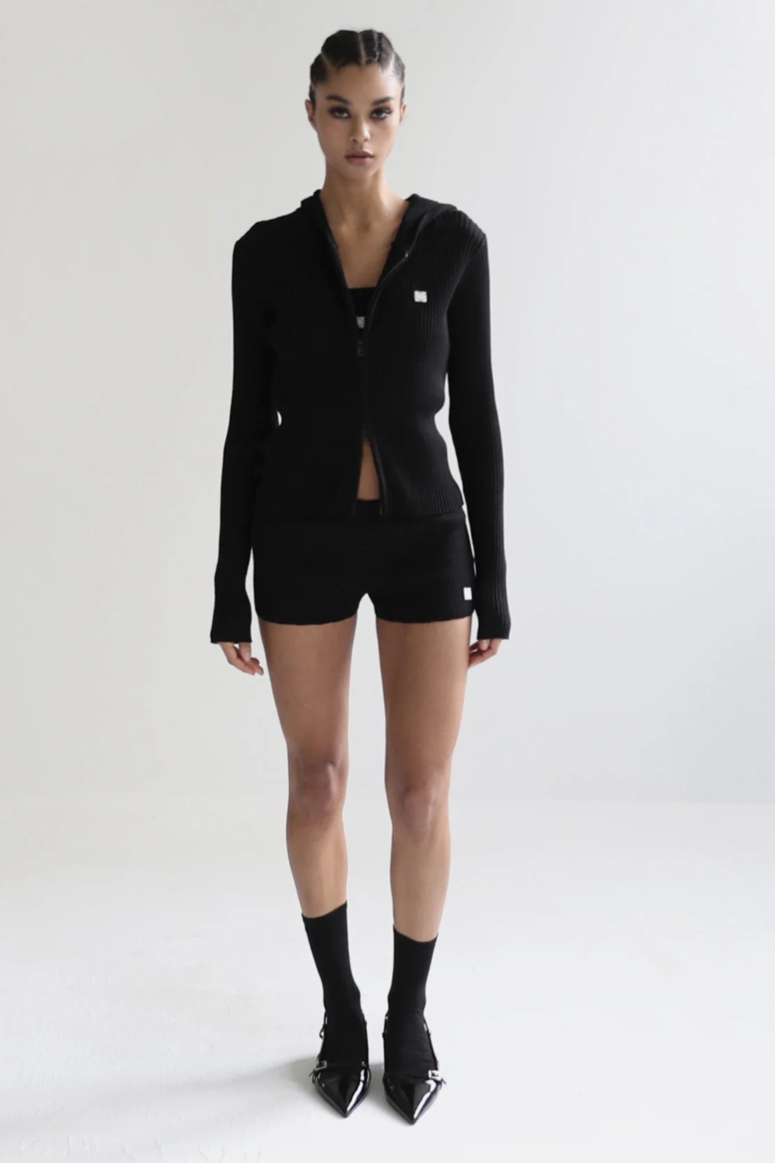 Zip Up Cropped Hooded Knit Sweater - Image 13