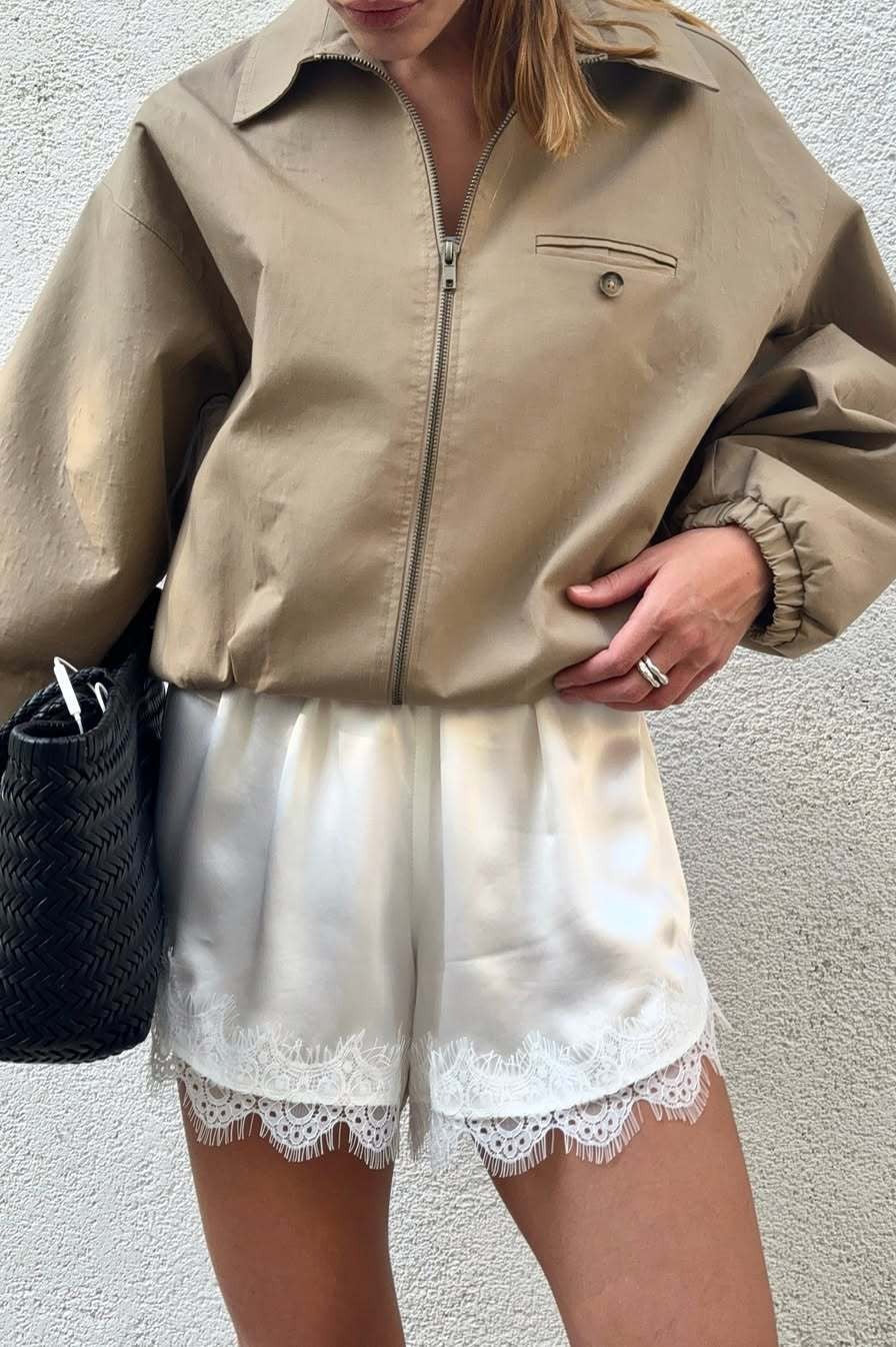 Zip Up Cropped Khaki Jacket - Image 2