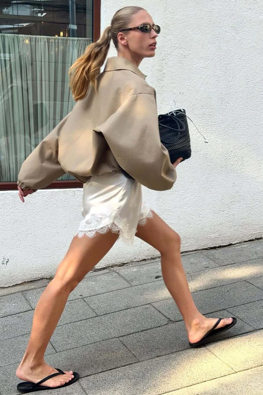 Zip Up Cropped Khaki Jacket - Image 4