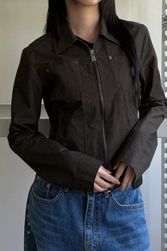 Zip Up Solid Color Utility Jacket - Image 8