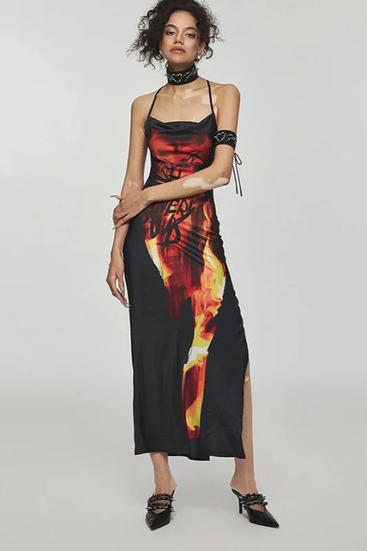 Flame Print Cami Maxi Dress - Image 5