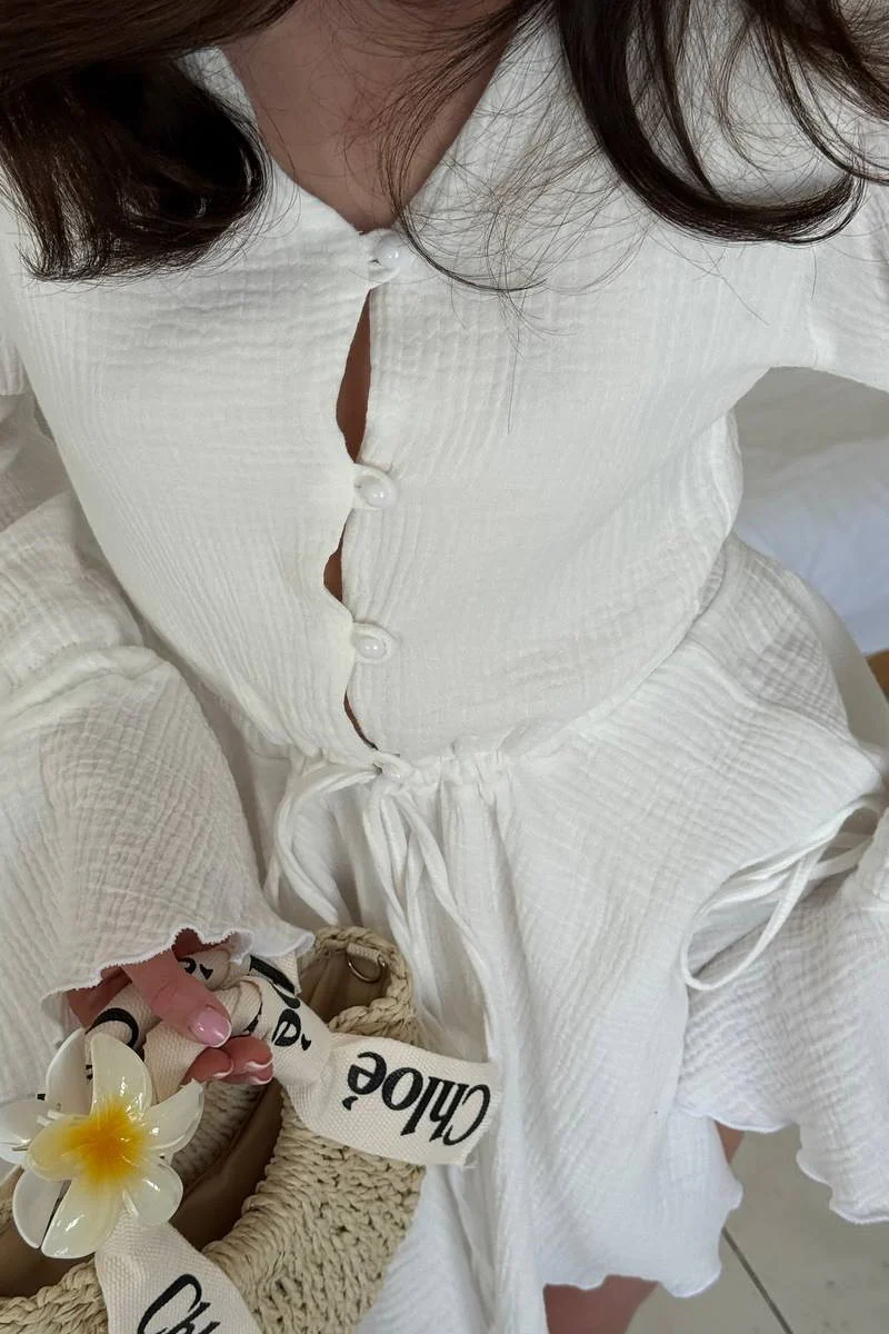 Flare Sleeve Ruffle Boho Dress - Image 3