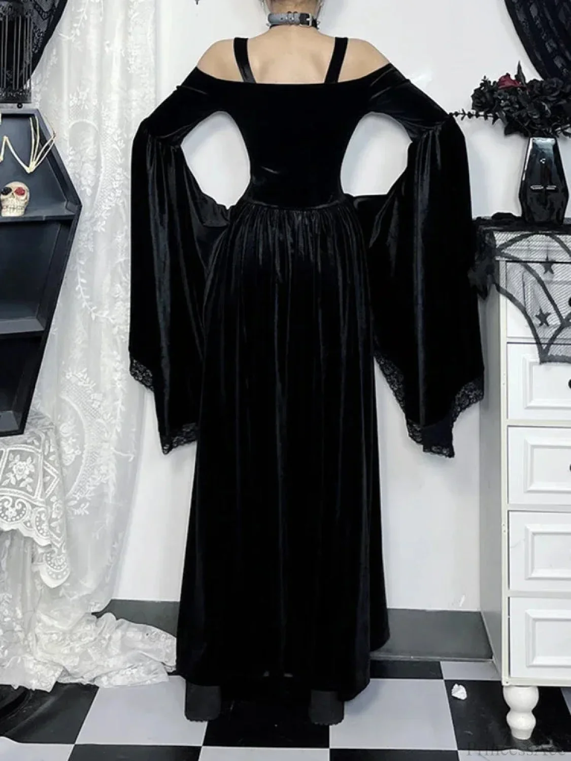 Flare Sleeve Tall Waist Bandage Maxi Dress - Image 3