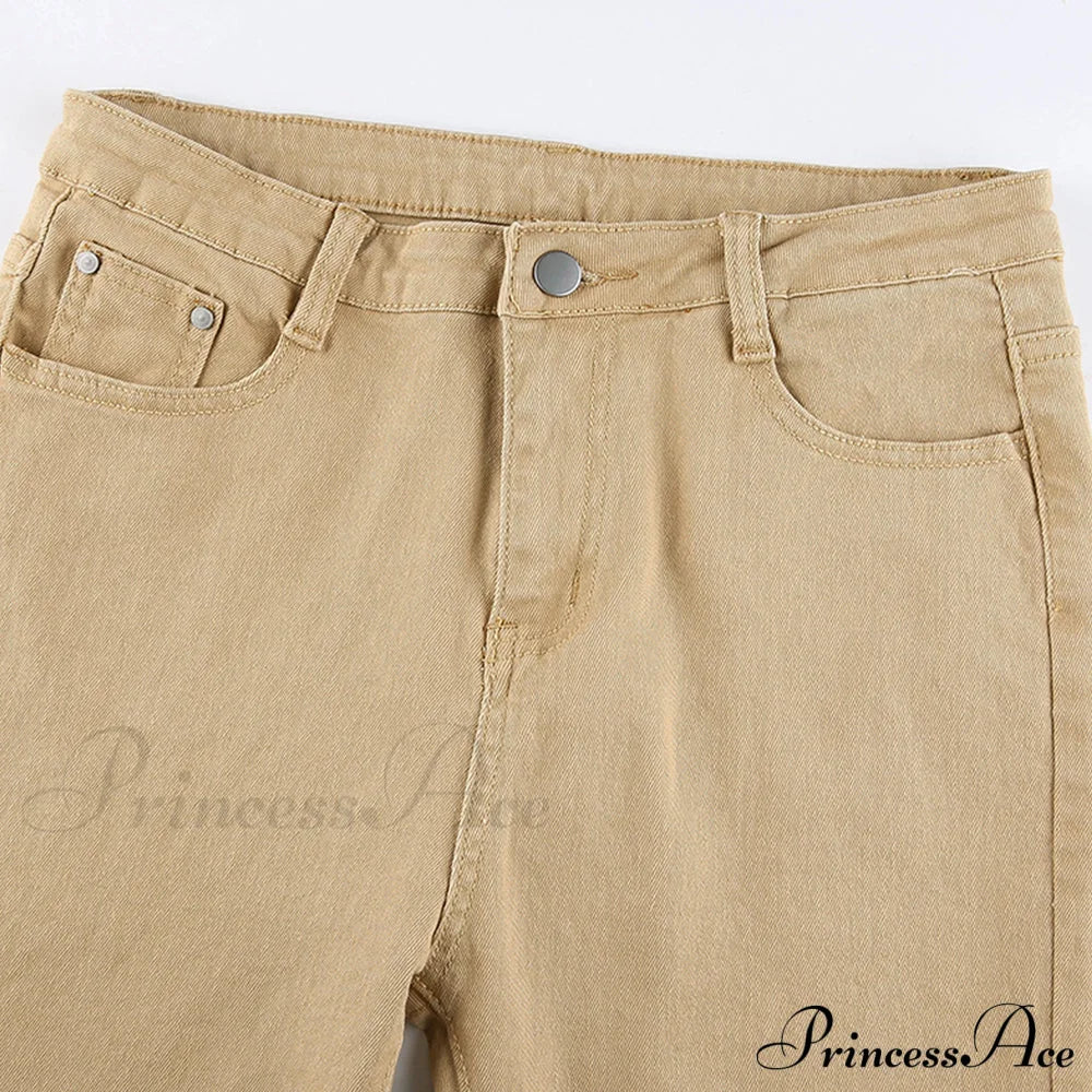 Flared High Black Jeans and in Waist Brown for Khaki Women - Image 19
