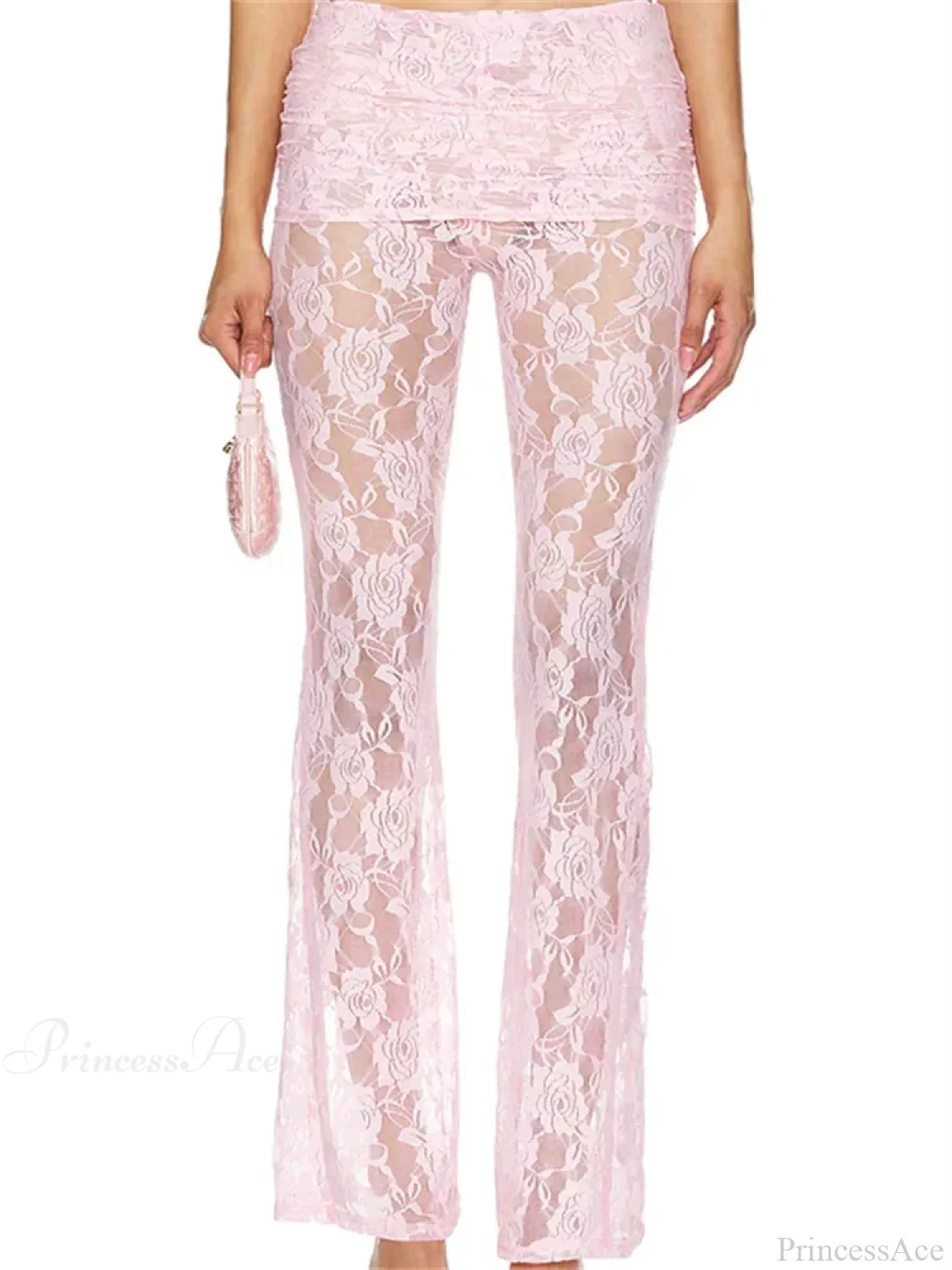 Flared Leg Lace See-Through Bootcut Fashion Pant