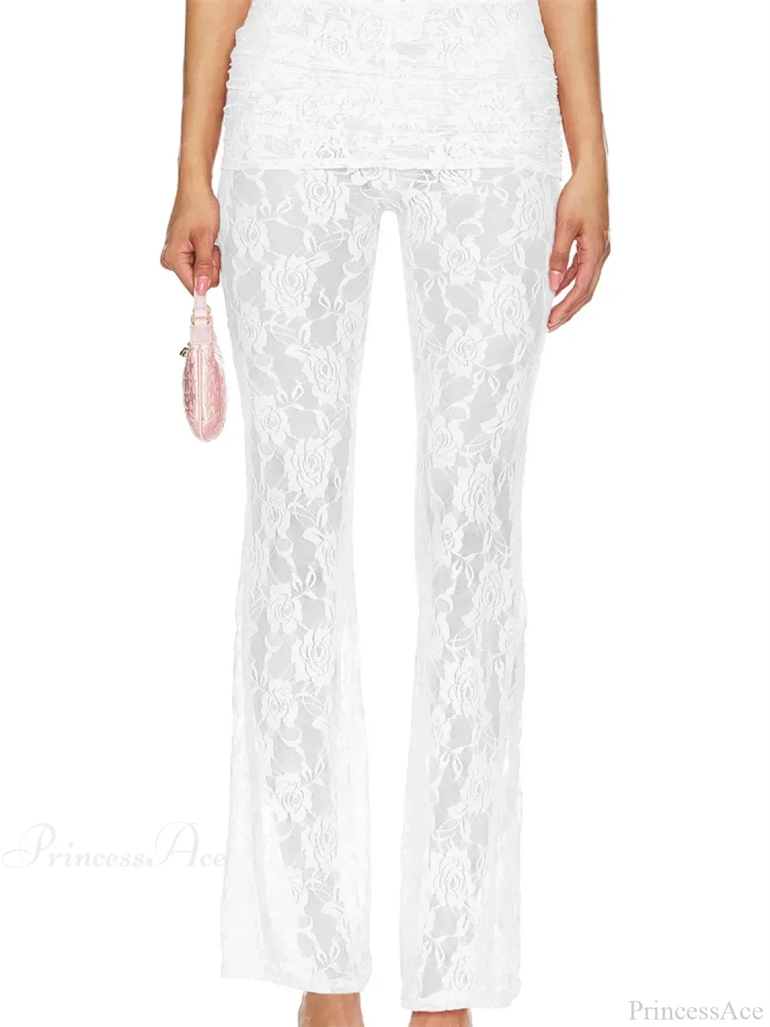Flared Leg Lace See-Through Bootcut Fashion Pant - Image 2