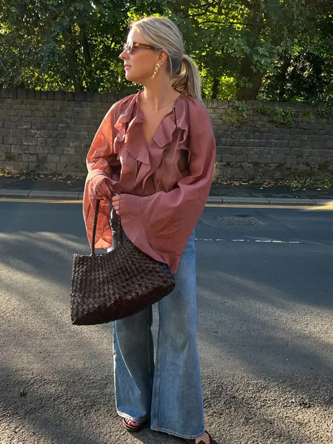 Flared Sleeve Cropped Blouse - Image 2