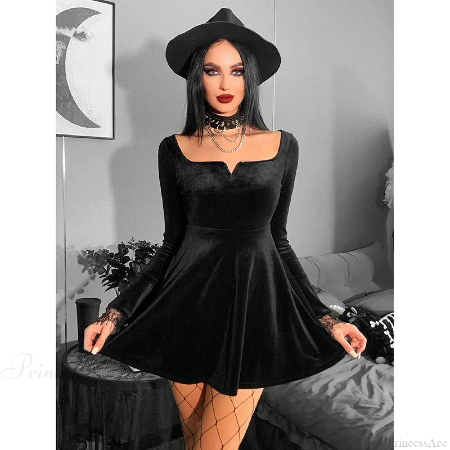 Flared Sleeve Diablo Mini Dress - Image 3