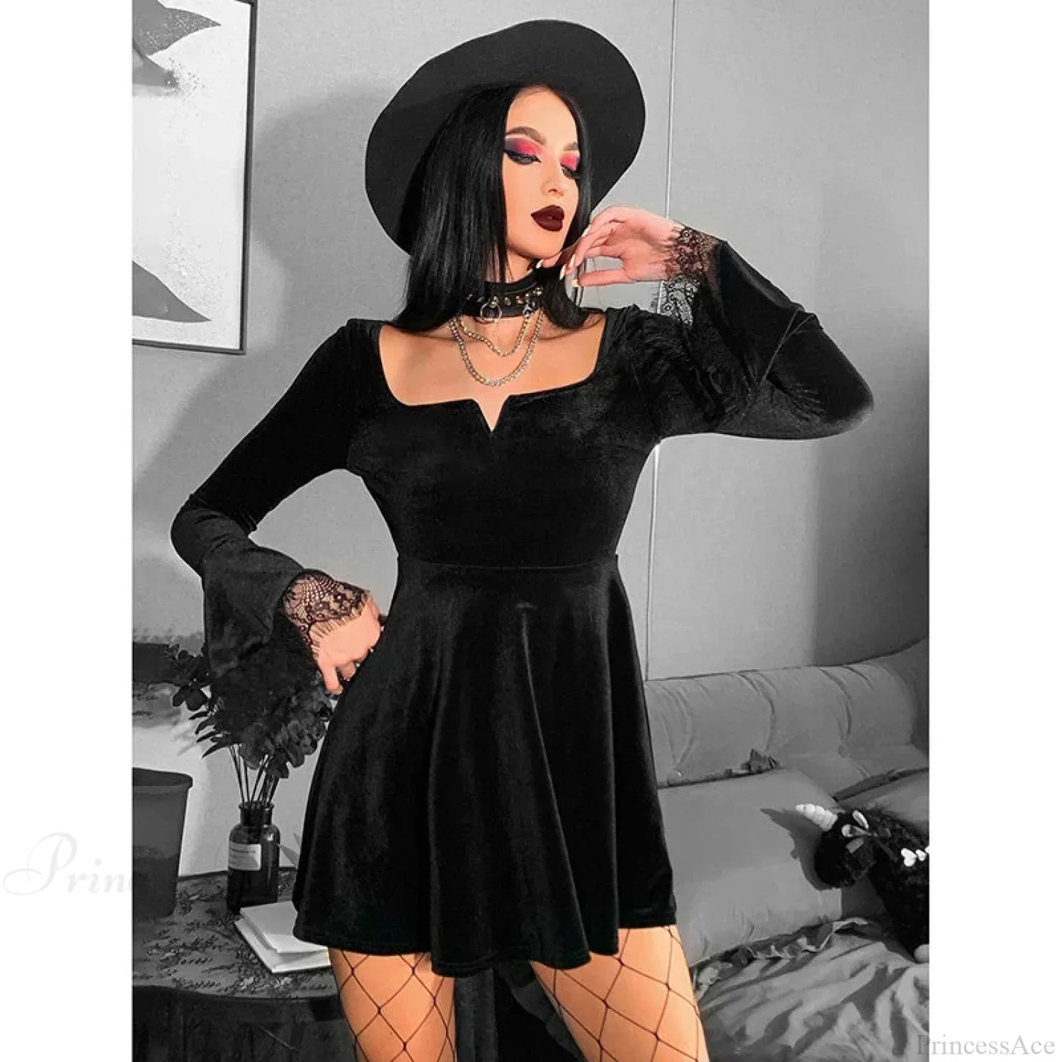 Flared Sleeve Diablo Mini Dress - Image 4