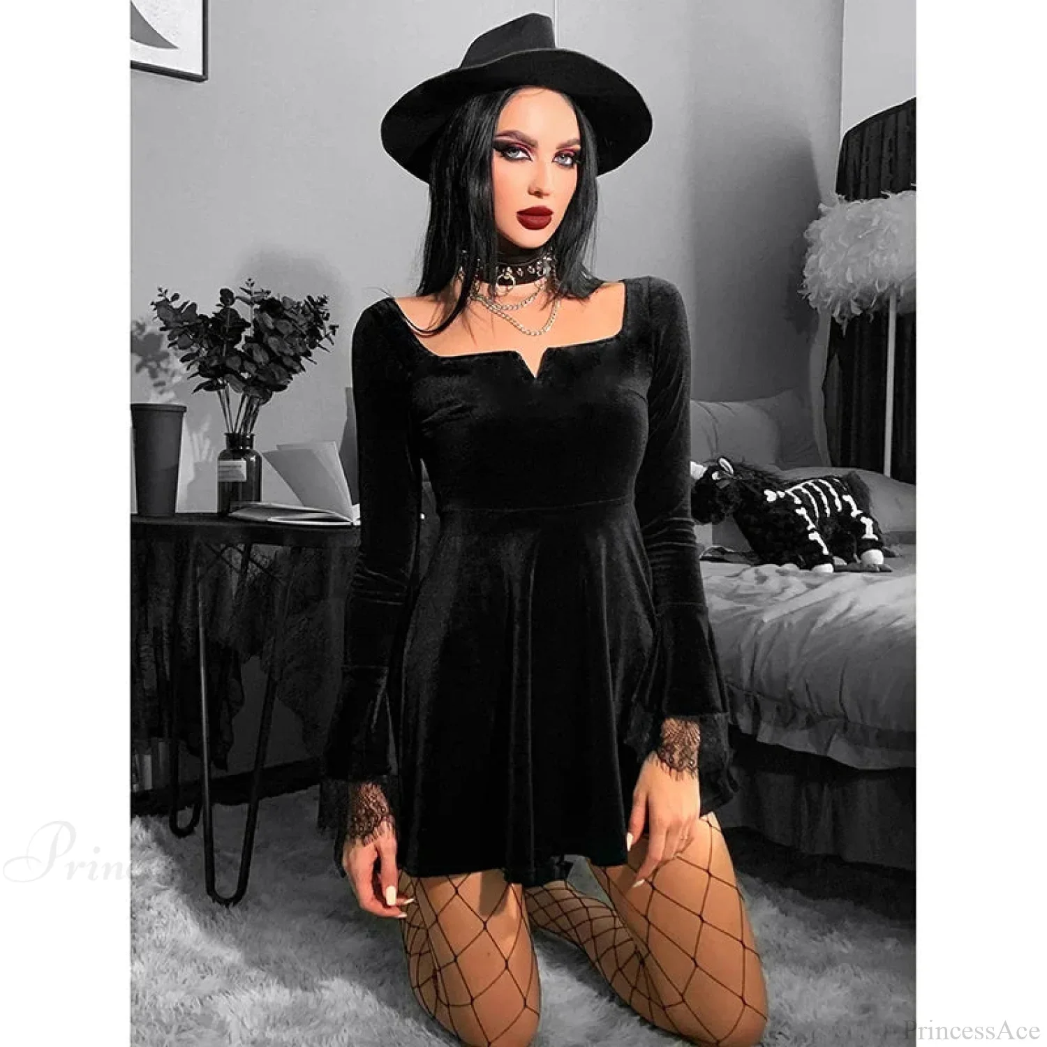 Flared Sleeve Diablo Mini Dress - Image 5