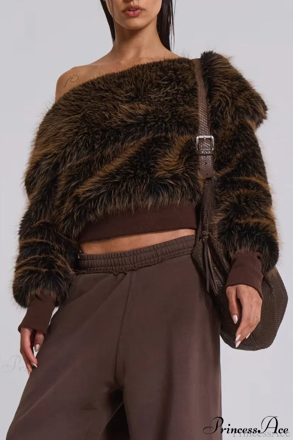 Fleece Sweatshirt Unique Design Crop Top