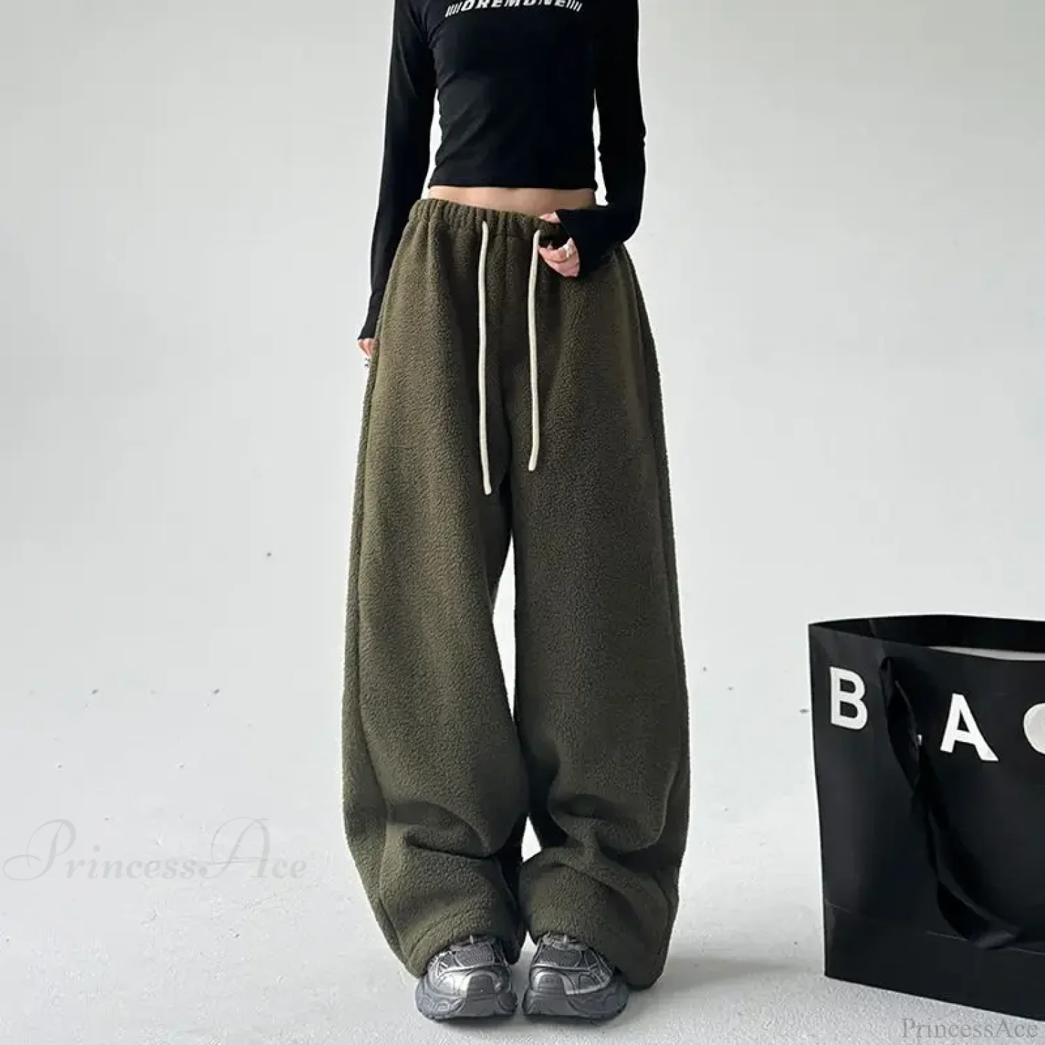 Fleece Thicken Wool Wide Leg Pants - Image 2