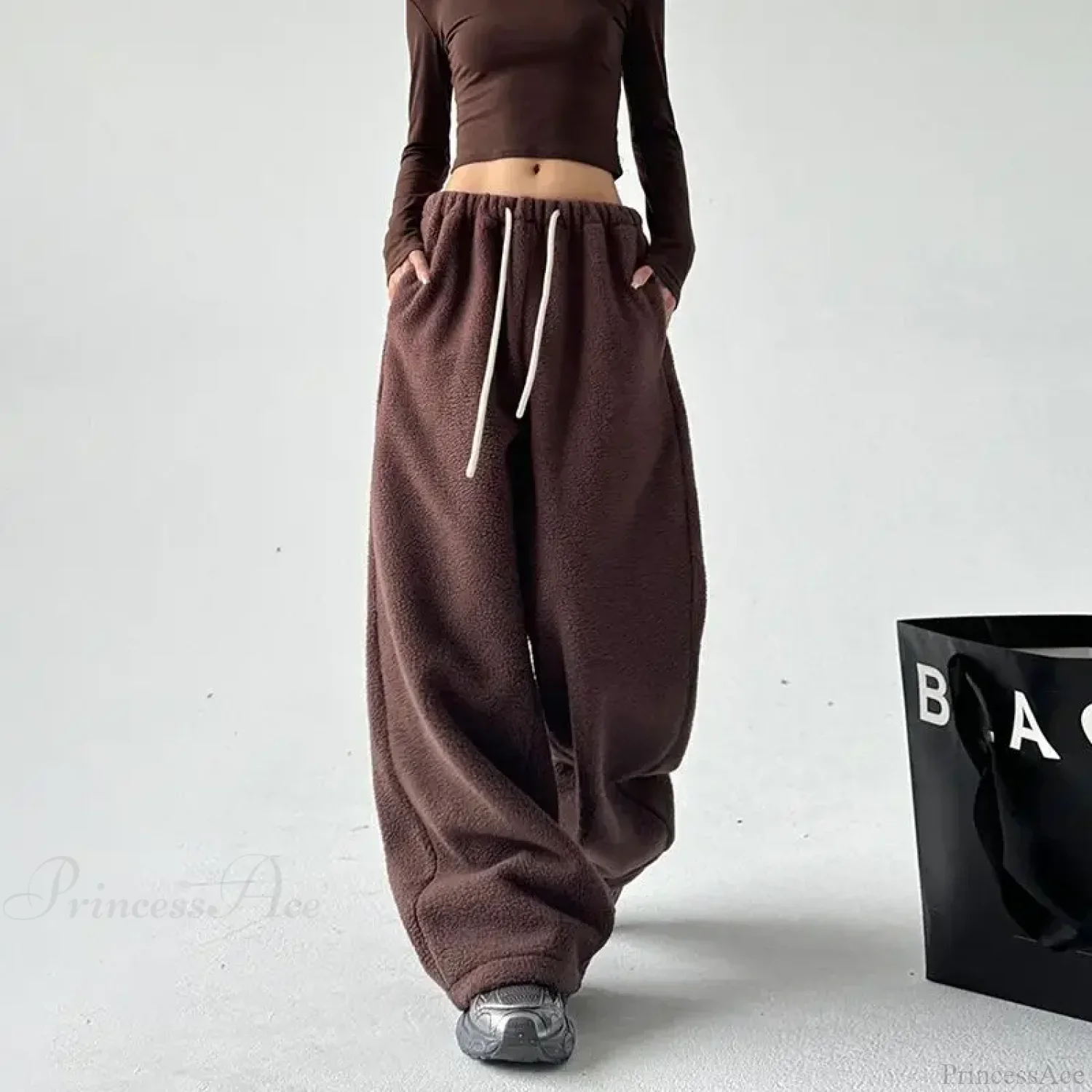 Fleece Thicken Wool Wide Leg Pants - Image 3