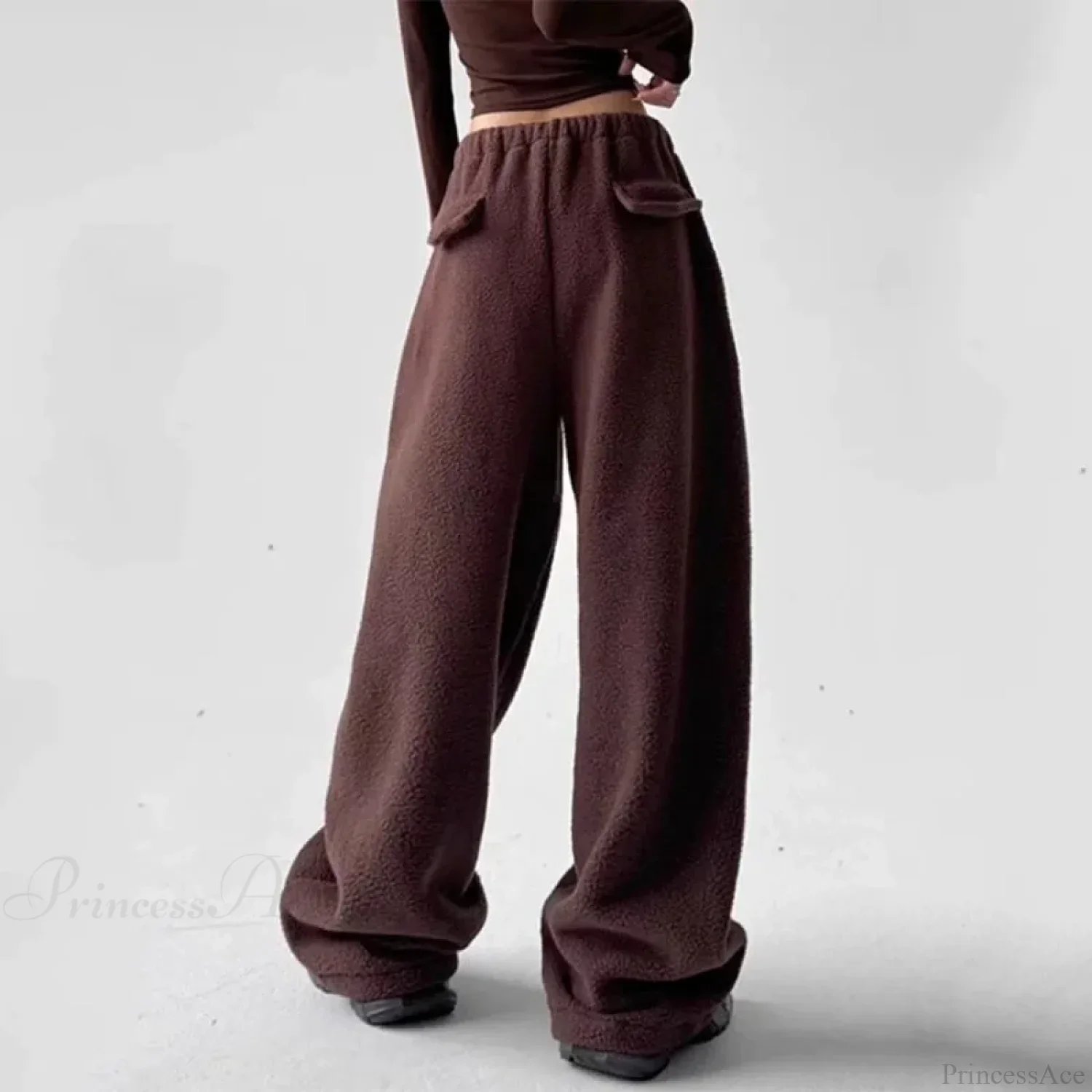 Fleece Thicken Wool Wide Leg Pants - Image 4
