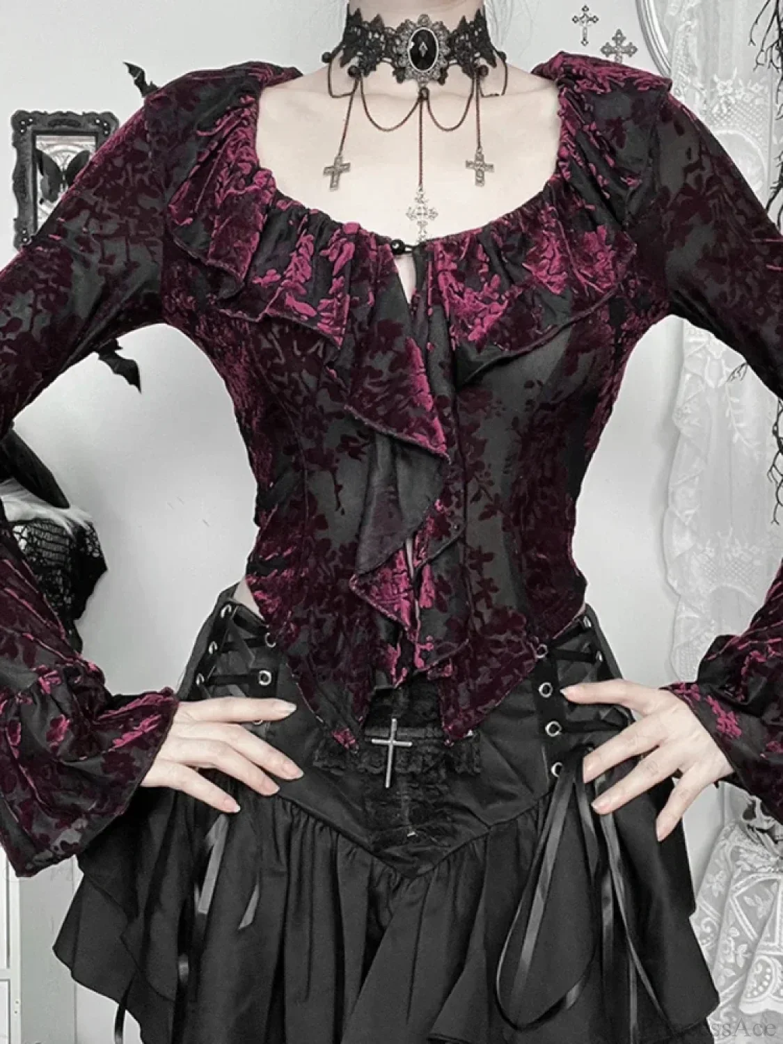 Flocking Ruffled Knit Top - Image 2