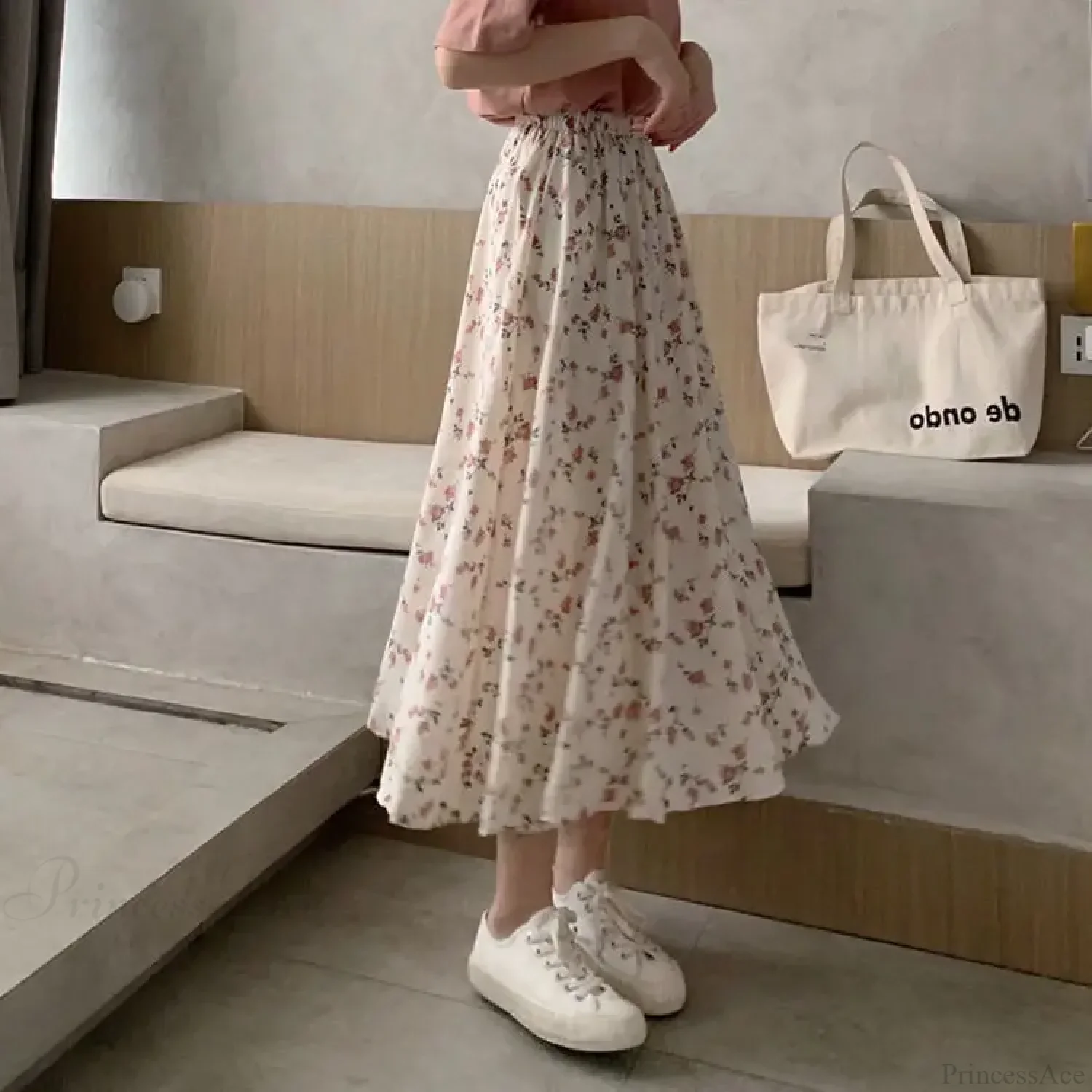 Floral A-Line Long Skirt Summer Sweet Style Women