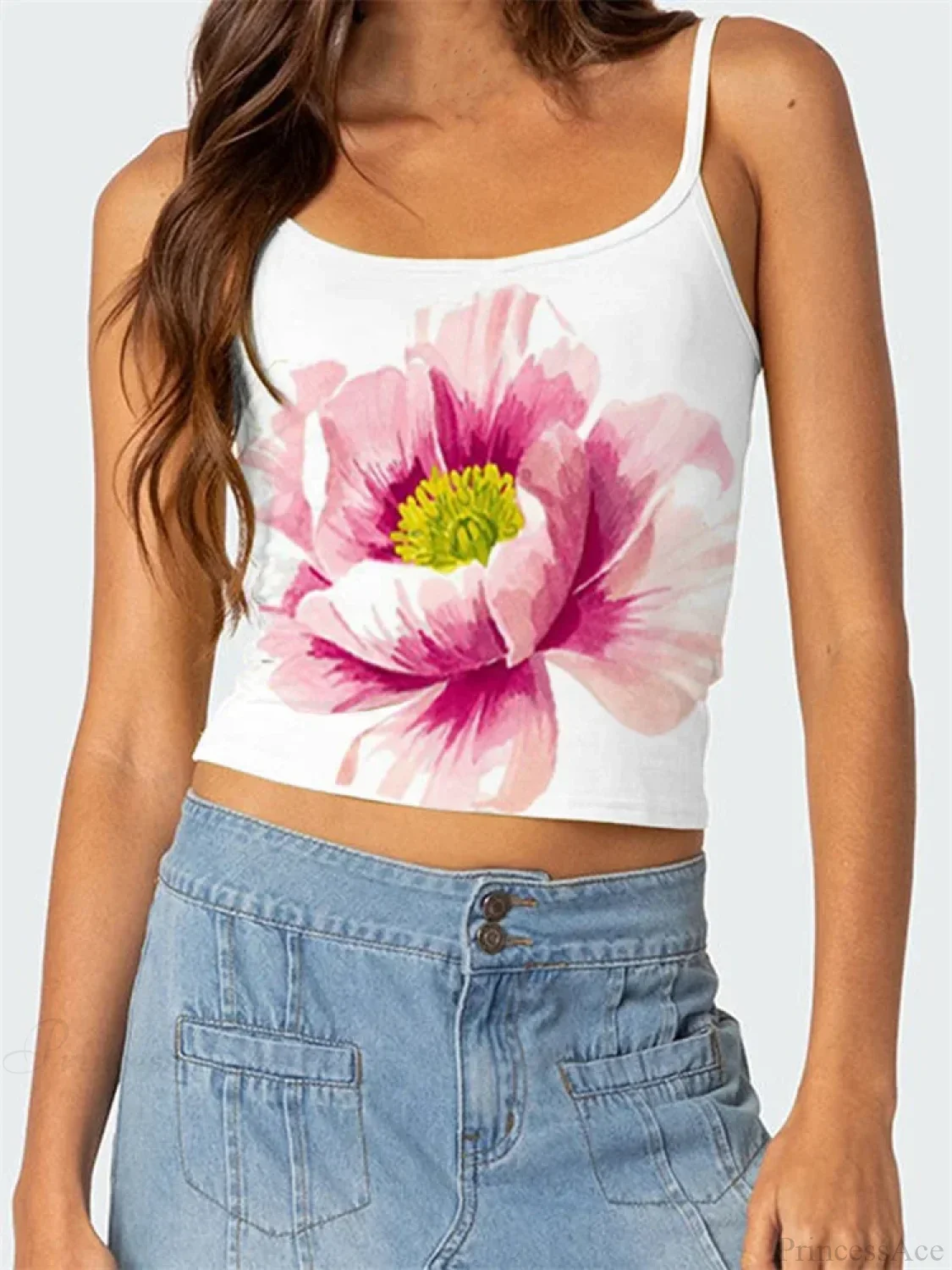 Floral Backless Spaghetti Strap Retro Crop Top - Image 8