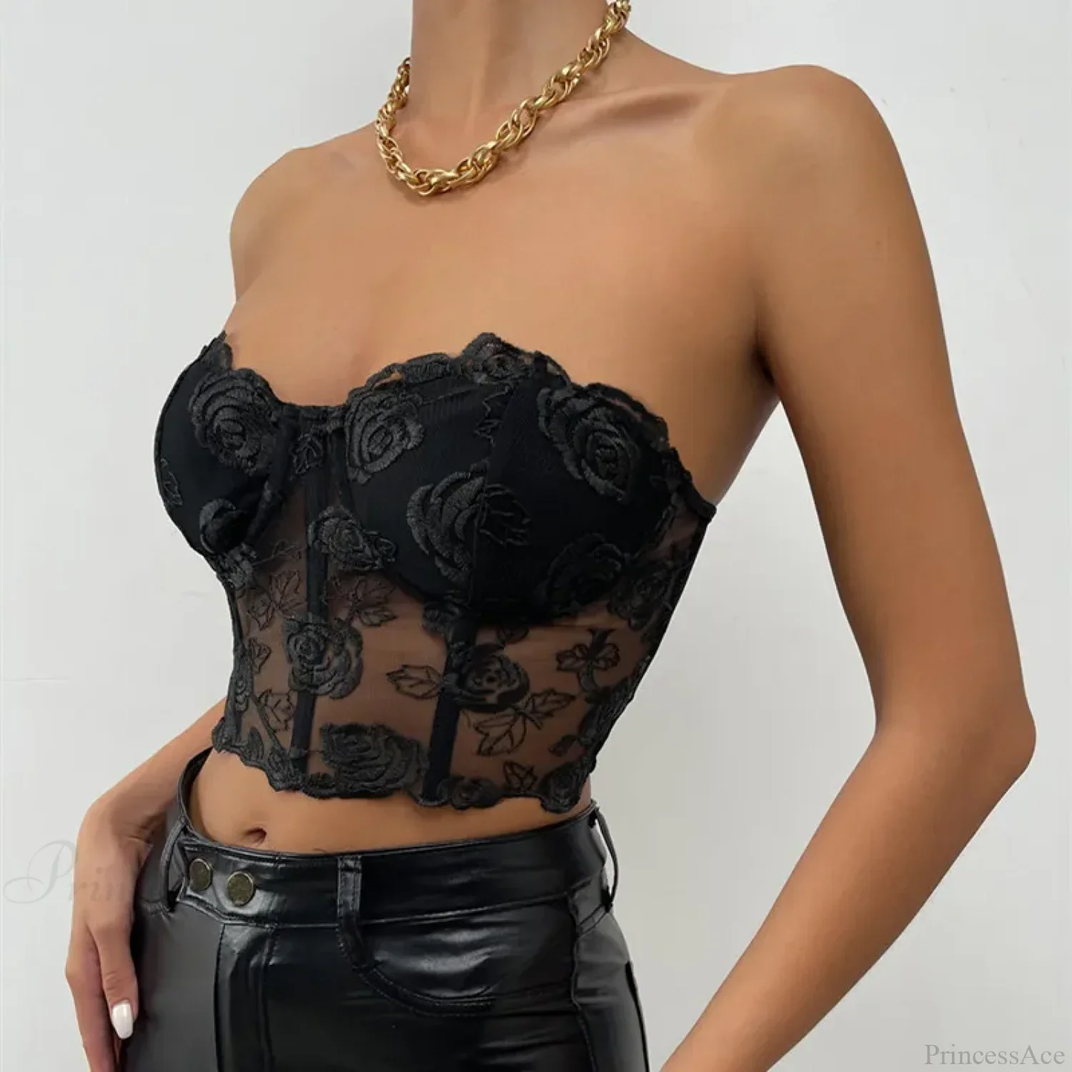 Floral Backless Strapless Sexy Crop Top - Image 2