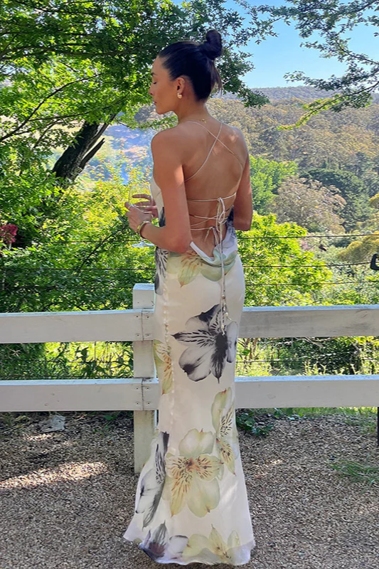Floral Backless Vacation Cami Party Dress - Image 3