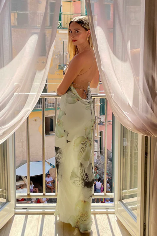 Floral Backless Vacation Cami Party Dress - Image 6