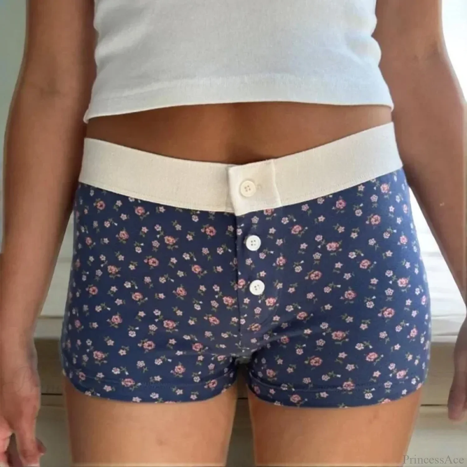 Floral Button Stretch Lounge Short - Image 3
