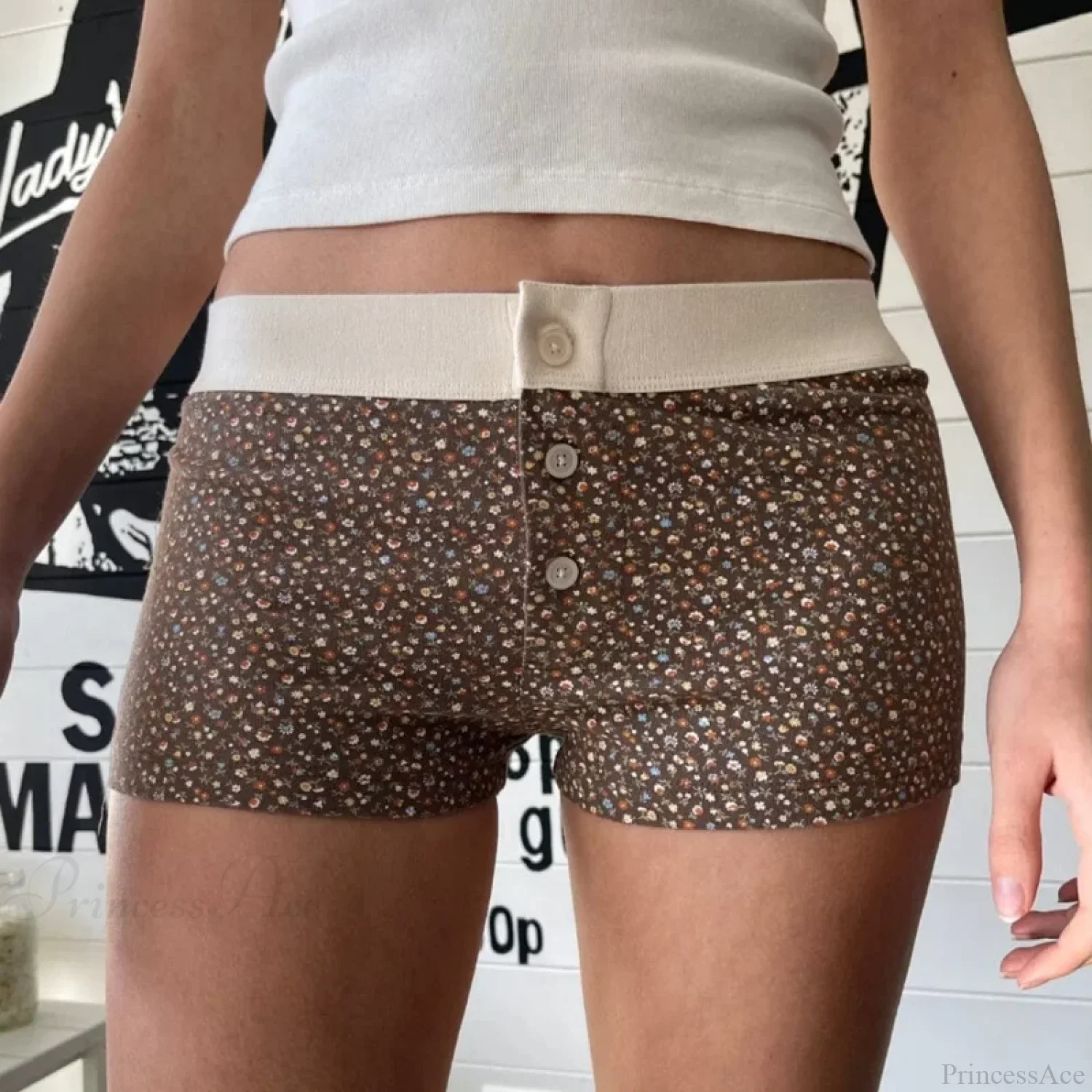 Floral Button Stretch Lounge Short - Image 5