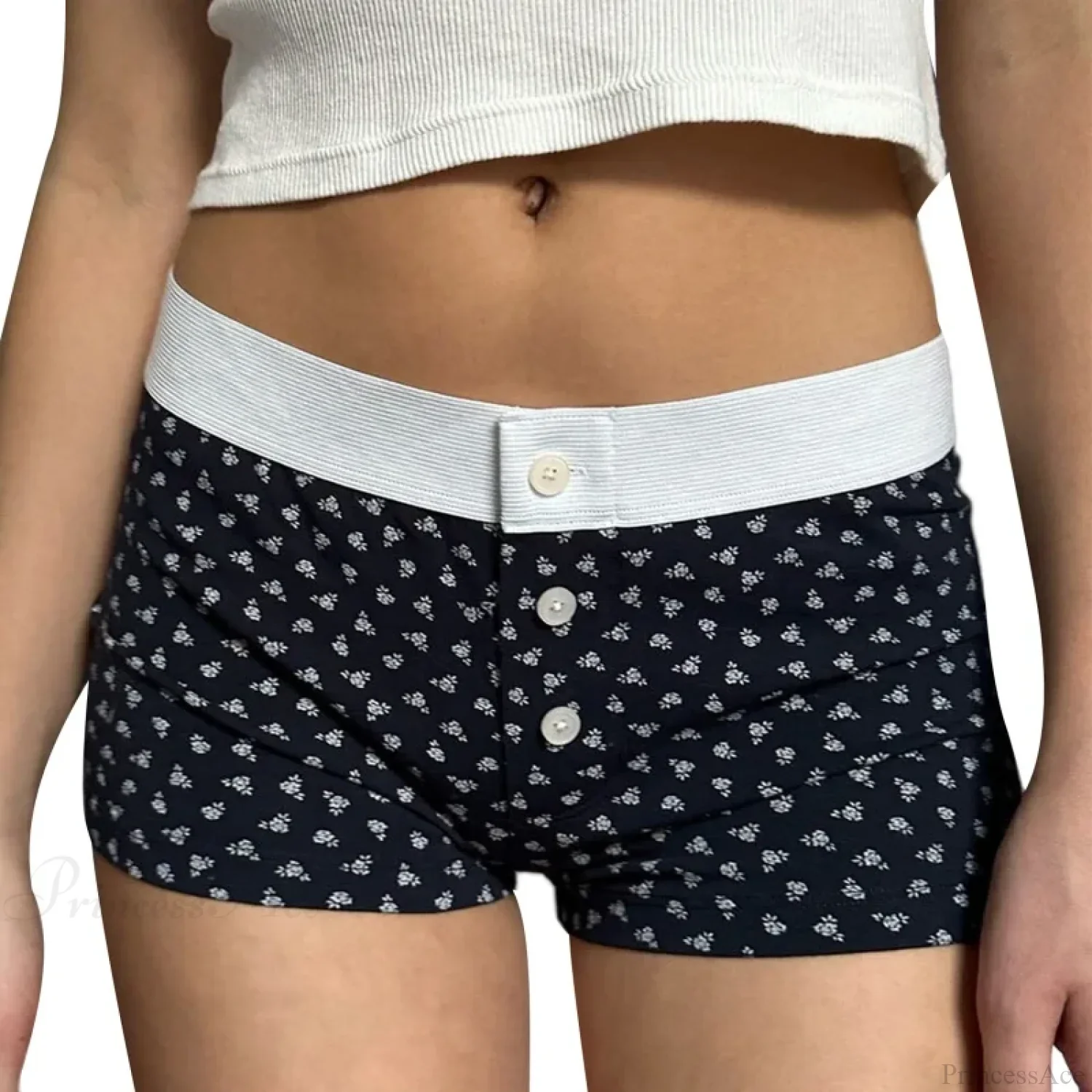 Floral Button Stretch Lounge Short - Image 7