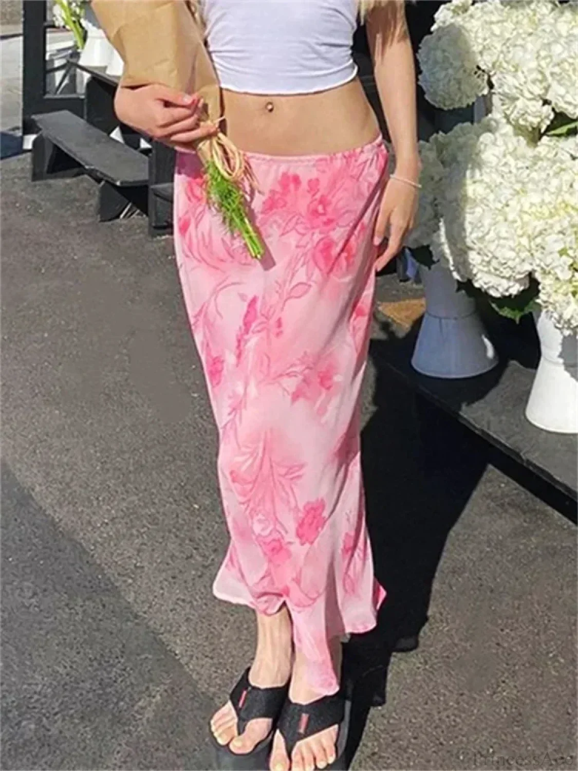 Floral Chiffon Low Waist Casual Retro Skirt - Image 3