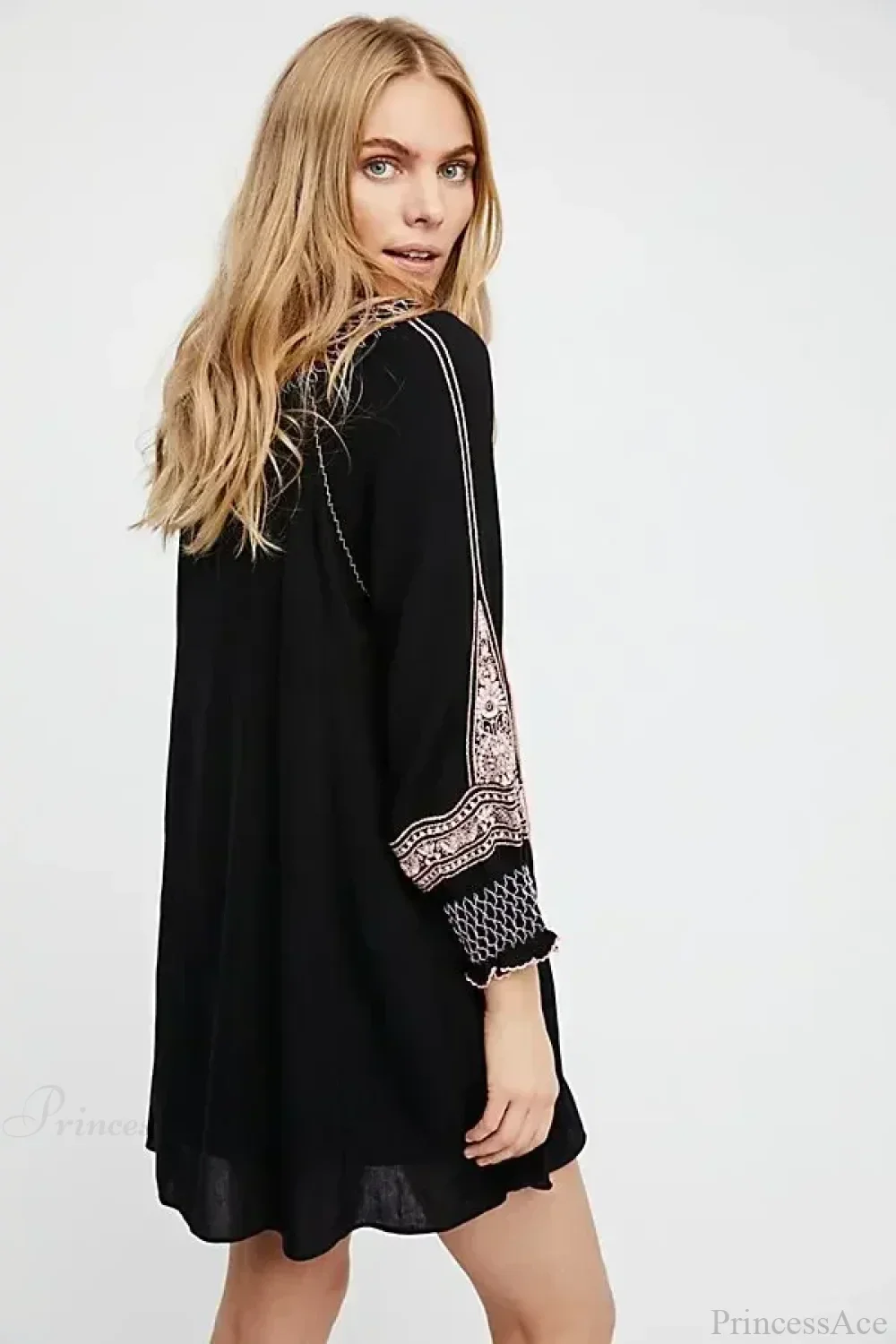 Floral Embroidered Tassel Oversized Cotton Boho Dress - Image 6