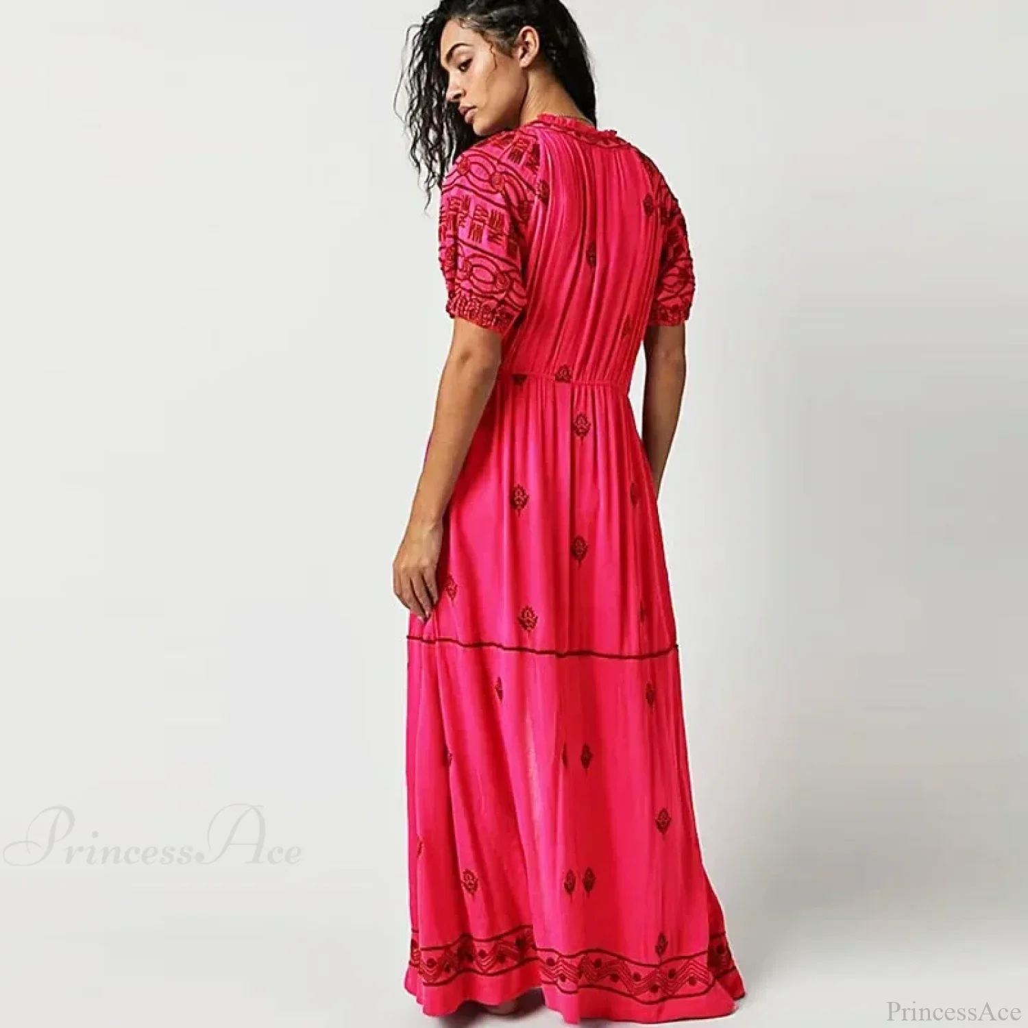 Floral Embroidery Cotton Boho Dress - Image 2