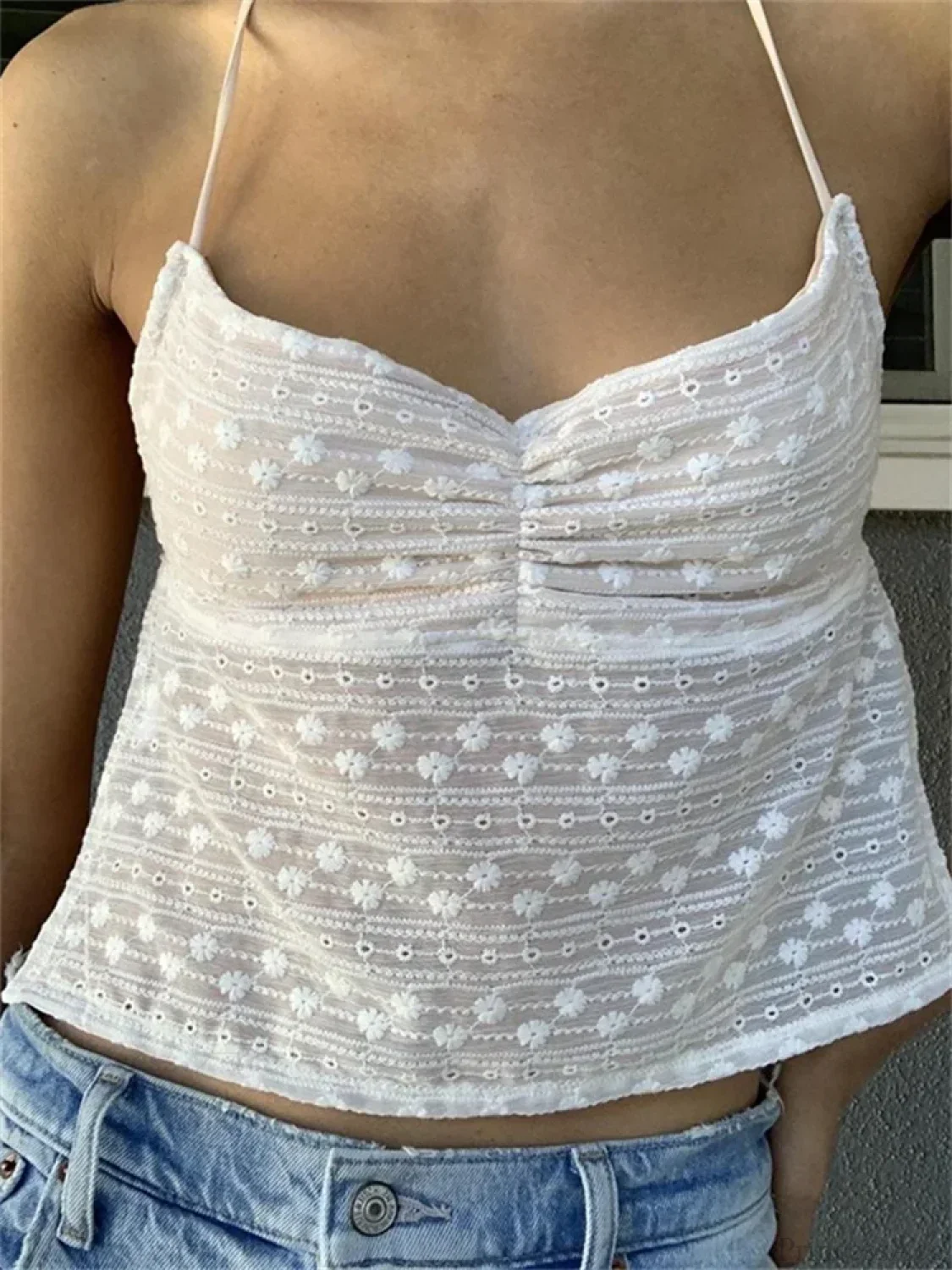 Floral Halter Backless Y2K Fairycore Crop Tank Top - Image 3